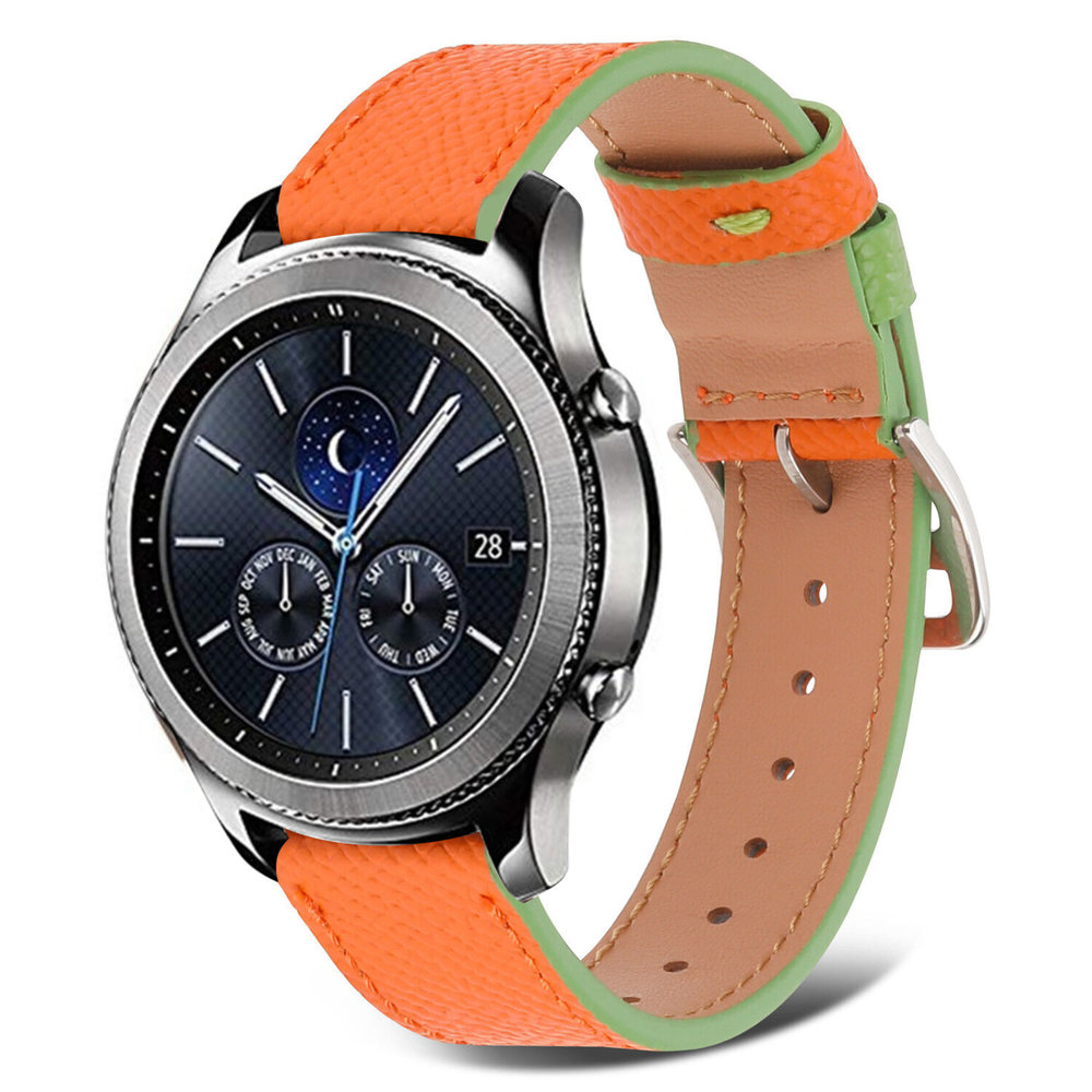 Strap-it® Strap-it Samsung Gear S3 Lederarmband (Orange-Grün)