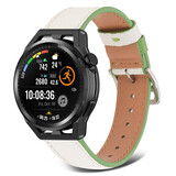 Strap-it® Huawei Watch GT Runner Lederarmband (Weiß-Grün) Strap-it® Huawei Watch GT Runner Lederarmband (Weiß-Grün)