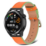 Strap-it® Huawei Watch GT Runner Lederarmband (Orange-Grün) Strap-it® Huawei Watch GT Runner Lederarmband (Orange-Grün)