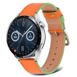 Strap-it® Huawei Watch GT 3 46mm Lederarmband (Orange-Grün) Strap-it® Huawei Watch GT 3 46mm Lederarmband (Orange-Grün)