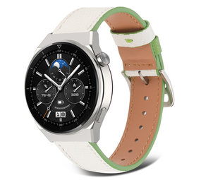 Strap-it® Huawei Watch GT 3 Pro 46mm Lederarmband (Weiß-Grün) Strap-it® Huawei Watch GT 3 Pro 46mm Lederarmband (Weiß-Grün)