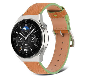 Strap-it® Huawei Watch GT 3 Pro 46mm Lederarmband (Braun-Grün) Strap-it® Huawei Watch GT 3 Pro 46mm Lederarmband (Braun-Grün)