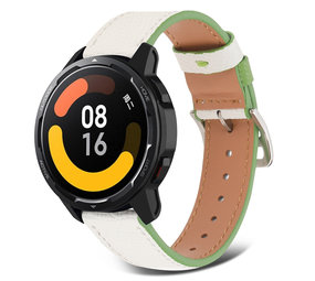 Strap-it® Xiaomi Watch S1 Lederarmband (Weiß-Grün) Strap-it® Xiaomi Watch S1 Lederarmband (Weiß-Grün)
