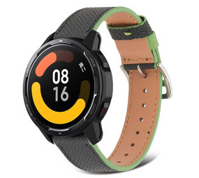Strap-it® Xiaomi Watch S1 Lederarmband (Schwarz-Grün) Strap-it® Xiaomi Watch S1 Lederarmband (Schwarz-Grün)