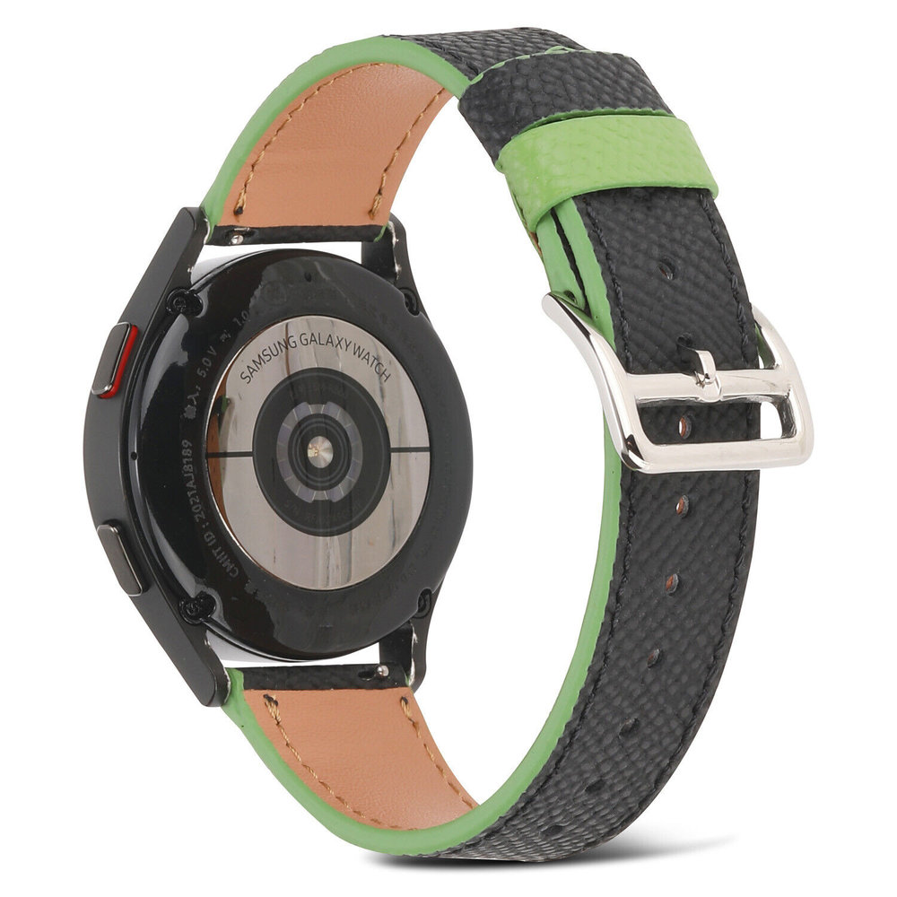 Strap-it® Strap-it Xiaomi Watch S1 Lederarmband (Schwarz-Grün)