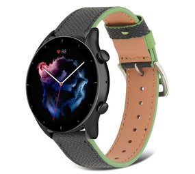 Strap-it® Amazfit GTR 3 (Pro) Lederarmband (Schwarz-Grün) Strap-it® Amazfit GTR 3 (Pro) Lederarmband (Schwarz-Grün)