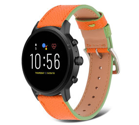 Strap-it® Fossil Gen 5 Lederarmband (Orange-Grün) Strap-it® Fossil Gen 5 Lederarmband (Orange-Grün)