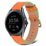Strap-it® Fossil Gen 5e 44mm Lederarmband (Orange Grün)