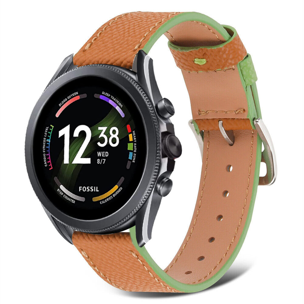 Strap-it® Strap-it Fossil Gen 6 44mm Lederarmband (Braun-Grün)