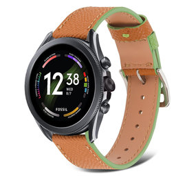 Strap-it® Fossil Gen 6 44mm Lederarmband (Braun-Grün)