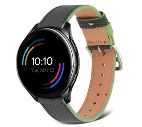 Strap-it® OnePlus Watch Lederarmband (Schwarz-Grün)