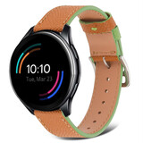 Strap-it® OnePlus Watch Lederarmband (Braun-Grün) Strap-it® OnePlus Watch Lederarmband (Braun-Grün)