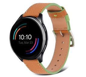 Strap-it® OnePlus Watch Lederarmband (Braun-Grün) Strap-it® OnePlus Watch Lederarmband (Braun-Grün)