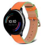 Strap-it® OnePlus Watch Lederarmband (Orange-Grün) Strap-it® OnePlus Watch Lederarmband (Orange-Grün)
