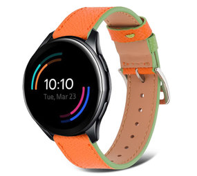 Strap-it® OnePlus Watch Lederarmband (Orange-Grün) Strap-it® OnePlus Watch Lederarmband (Orange-Grün)