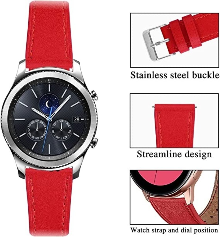 Strap-it® Strap-it Samsung Gear S3 Lederarmband (Rot) Strap-it® Strap-it Samsung Gear S3 Lederarmband (Rot)