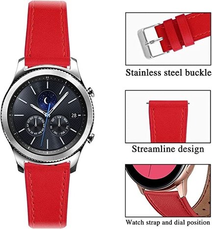 Strap-it® Strap-it Samsung Gear S3 Lederarmband (Rot) Strap-it® Strap-it Samsung Gear S3 Lederarmband (Rot)