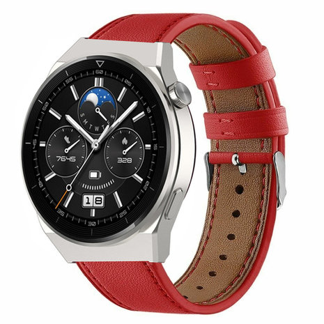 Strap-it® Strap-it Huawei Watch GT 3 Pro 46mm Lederarmband (Rot)