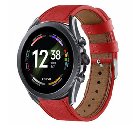 Strap-it® Fossil Gen 6 44mm Lederarmband (Rot) Strap-it® Fossil Gen 6 44mm Lederarmband (Rot)