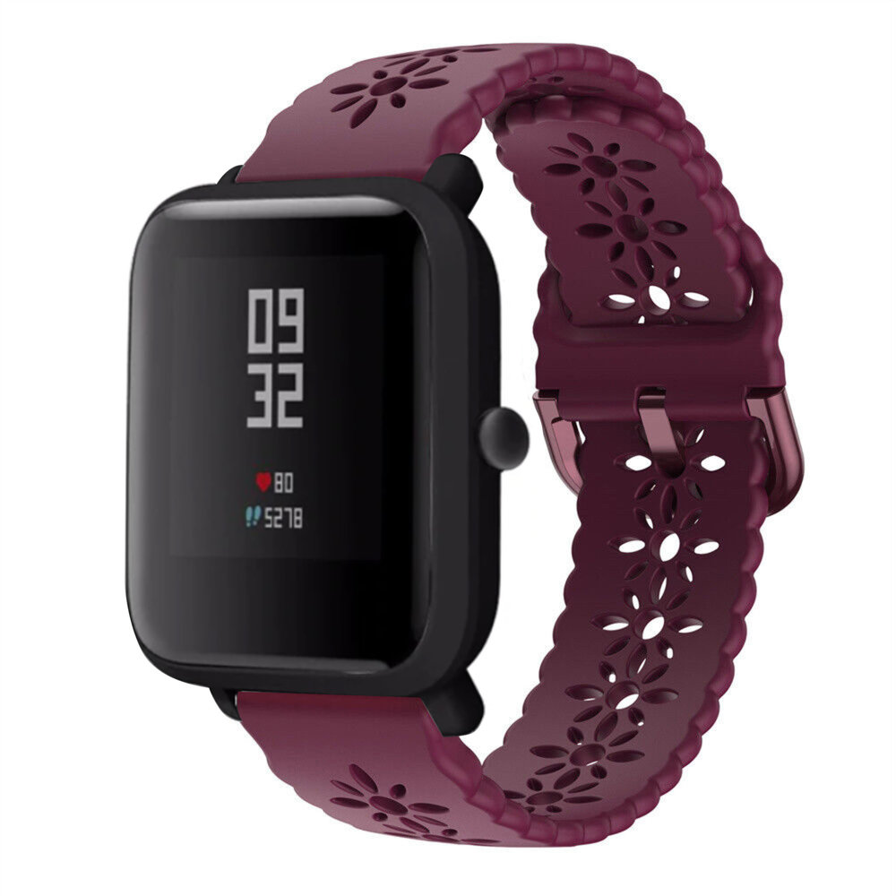 Strap-it® Strap-it Xiaomi Amazfit Bip Silikonarmband mit Muster (Burgund)