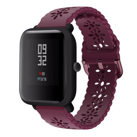 Strap-it® Strap-it Xiaomi Amazfit Bip Silikonarmband mit Muster (Burgund)