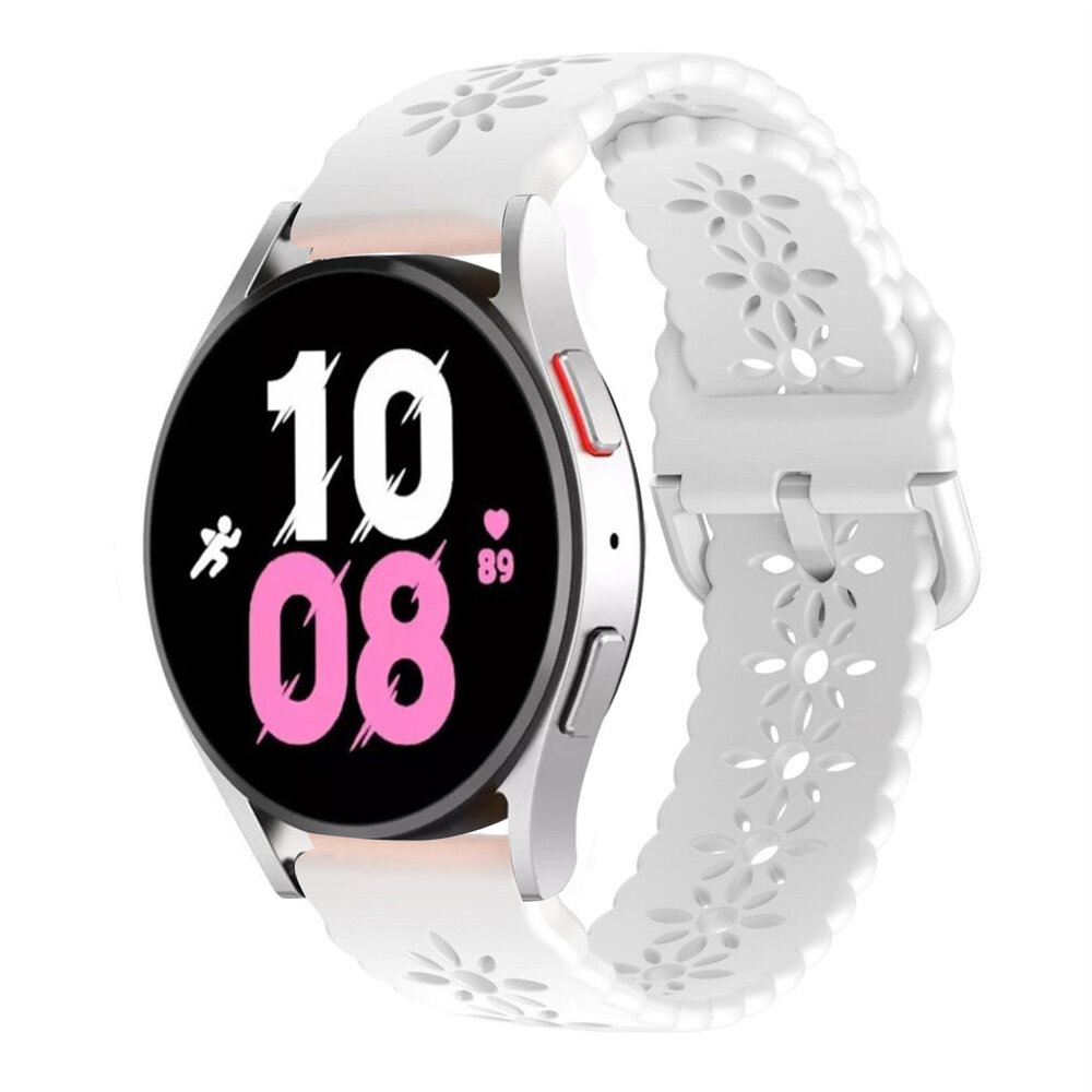 Strap-it® Strap-it Samsung Galaxy Watch 5 44mm Silikonarmband mit Muster (Weiß)