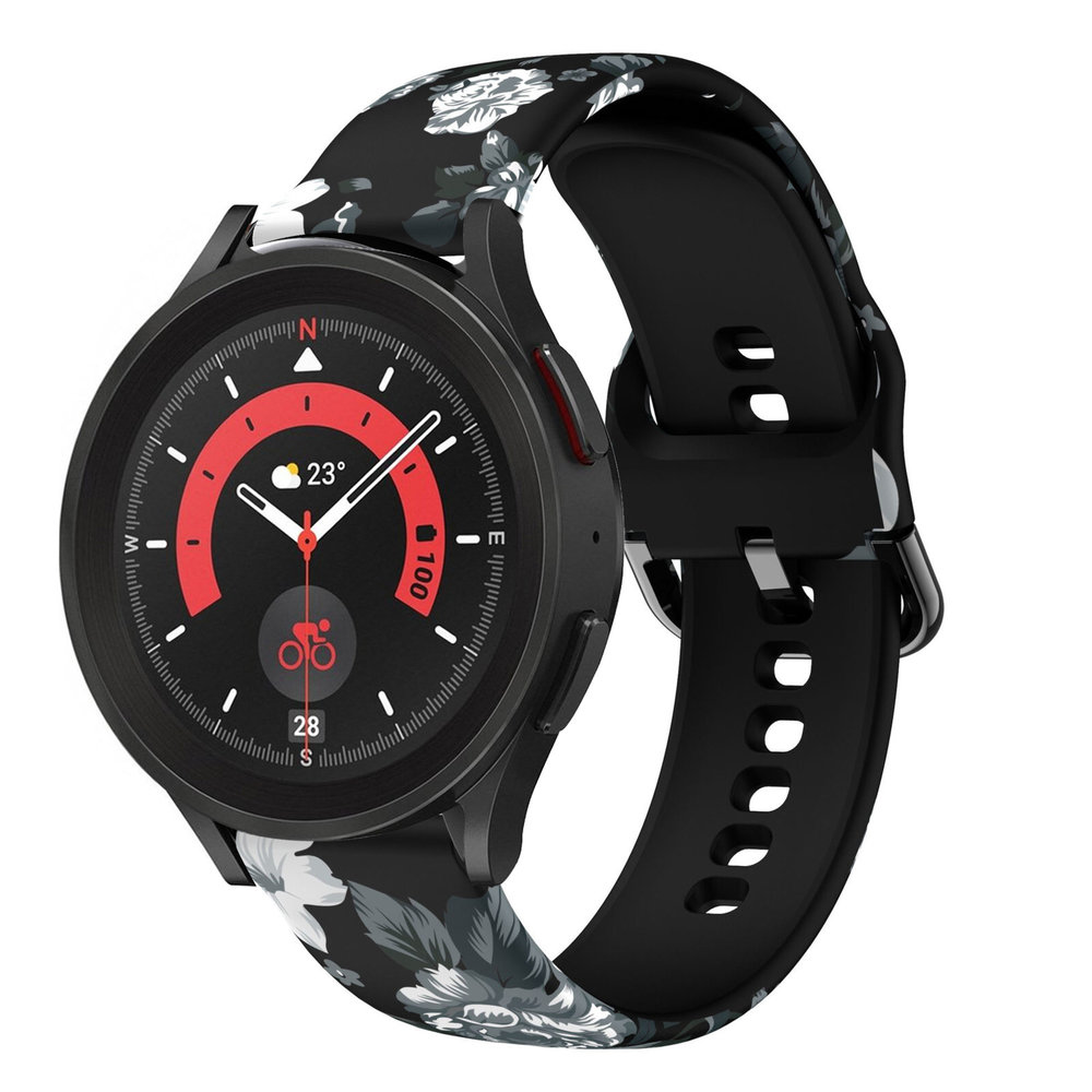 Strap-it® Strap-it Grey Flower Samsung Galaxy Watch 5 Pro Armband Strap-it® Strap-it Grey Flower Samsung Galaxy Watch 5 Pro Armband