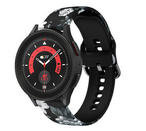 Strap-it® Grey Flower Samsung Galaxy Watch 5 Pro Armband Strap-it® Grey Flower Samsung Galaxy Watch 5 Pro Armband