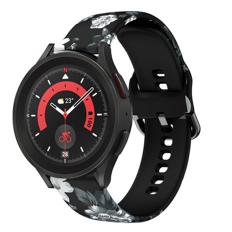 Strap-it® Strap-it Grey Flower Samsung Galaxy Watch 5 Pro Armband Strap-it® Strap-it Grey Flower Samsung Galaxy Watch 5 Pro Armband