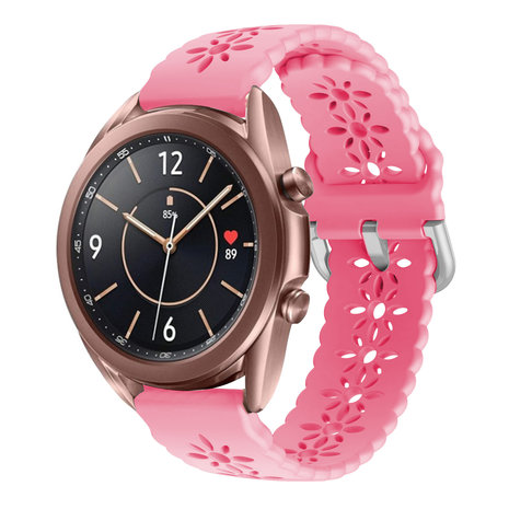 Strap-it® Strap-it Samsung Galaxy Watch 3 41mm Silikonarmband mit Muster (Hellrosa)