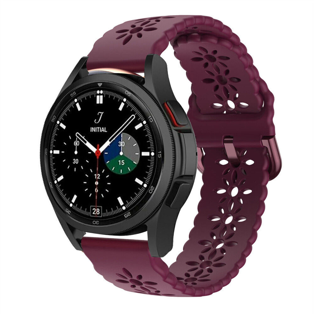 Strap-it® Strap-it Samsung Galaxy Watch 4 Classic 42mm Silikonarmband mit Muster (Burgund)