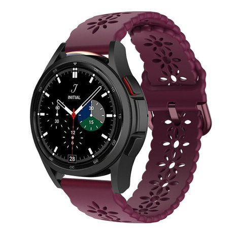 Strap-it® Strap-it Samsung Galaxy Watch 4 Classic 42mm Silikonarmband mit Muster (Burgund)