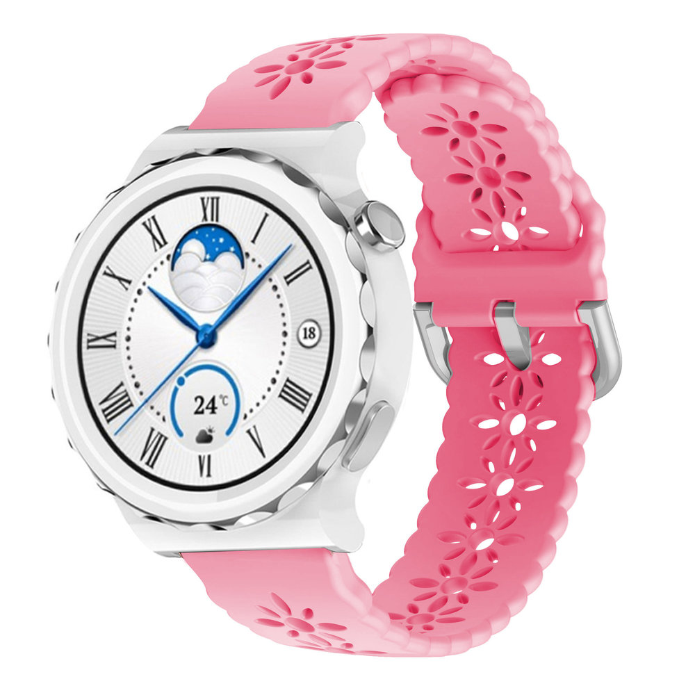 Strap-it® Strap-it Huawei Watch GT 3 Pro 43mm Silikonarmband mit Muster (Hellrosa)