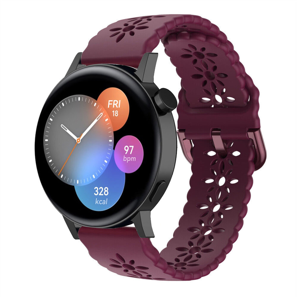 Strap-it® Strap-it Huawei Watch GT 3 42mm Silikonarmband mit Muster (Burgund)