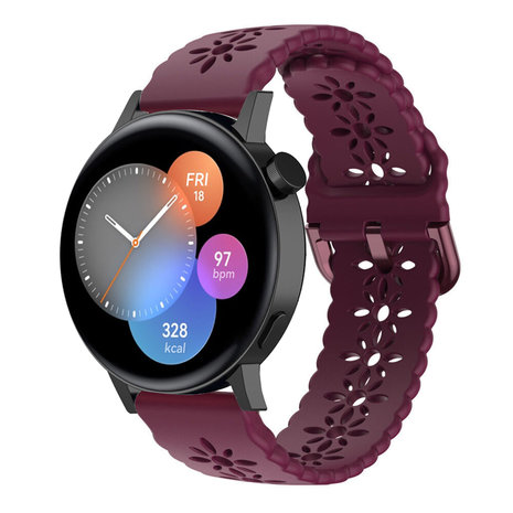 Strap-it® Strap-it Huawei Watch GT 3 42mm Silikonarmband mit Muster (Burgund)
