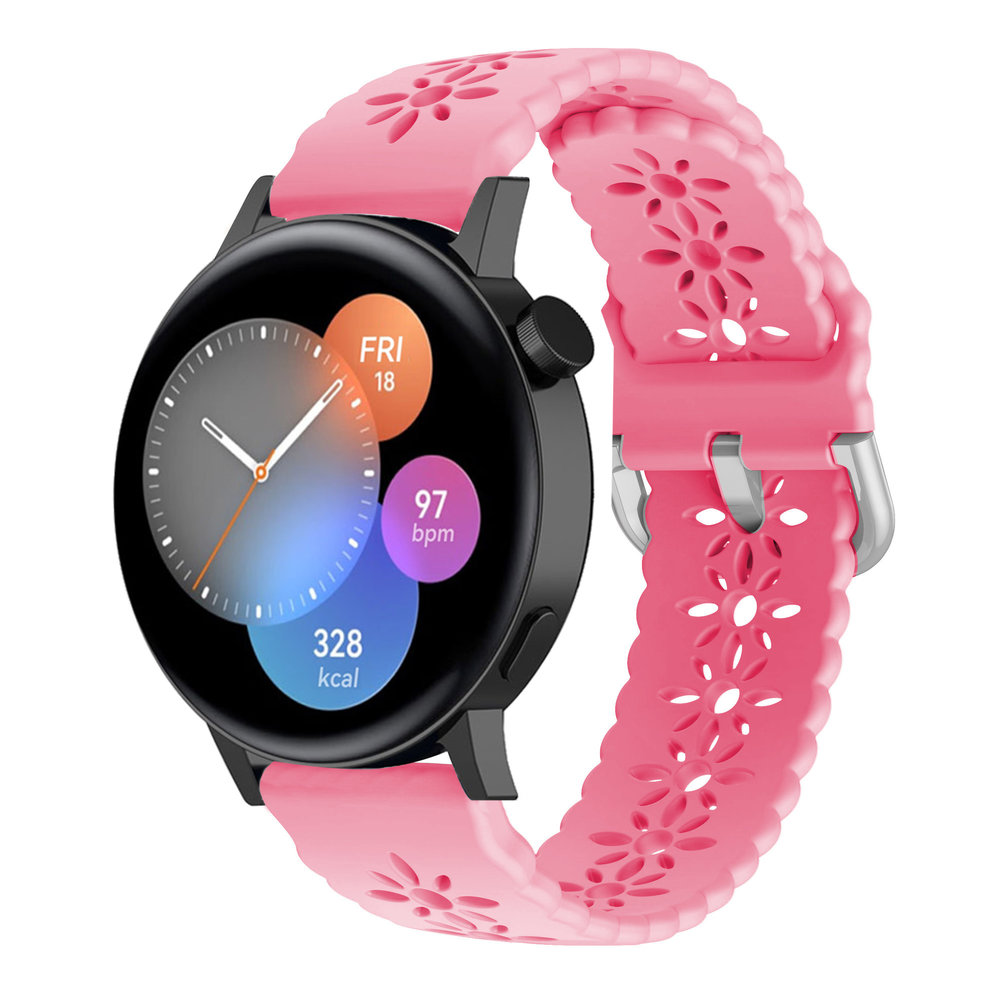 Strap-it® Strap-it Huawei Watch GT 3 42mm Silikonarmband mit Muster (Hellrosa)