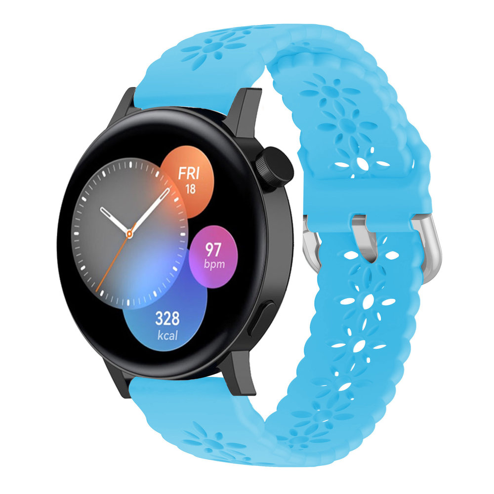 Strap-it® Strap-it Huawei Watch GT 3 42mm Silikonarmband mit Muster (Hellblau)