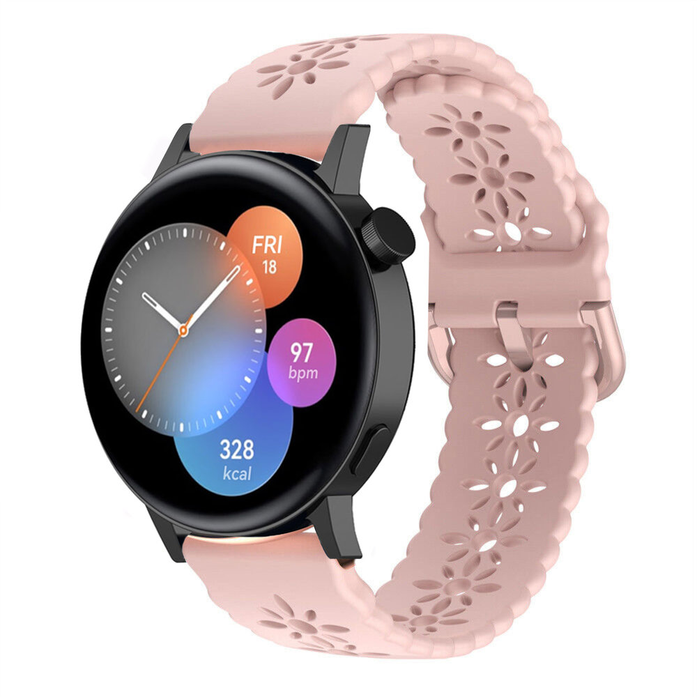 Strap-it® Strap-it Huawei Watch GT 3 42mm Silikonarmband mit Muster (Rosa)