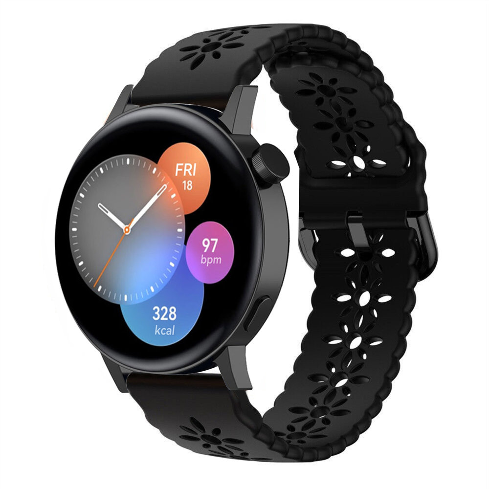 Strap-it® Strap-it Huawei Watch GT 3 42mm Silikonarmband mit Muster (Schwarz)