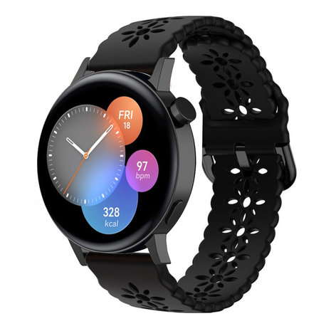 Strap-it® Strap-it Huawei Watch GT 3 42mm Silikonarmband mit Muster (Schwarz)