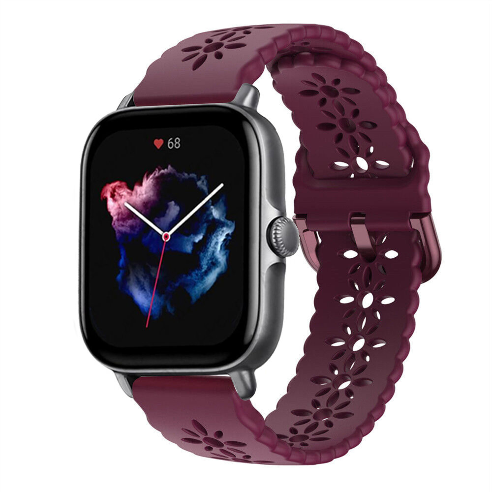 Strap-it® Strap-it Amazfit GTS 3 Silikonarmband mit Muster (Burgund)