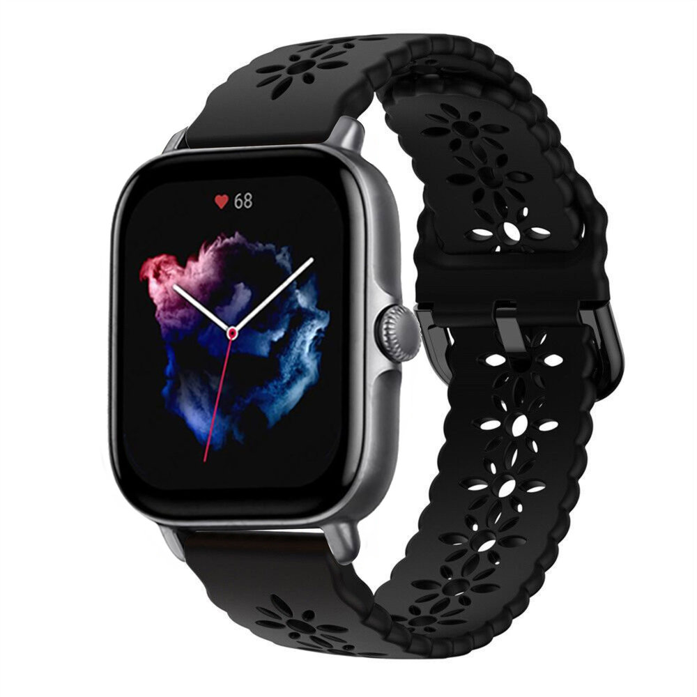 Strap-it® Strap-it Amazfit GTS 3 Silikonarmband mit Muster (Schwarz)