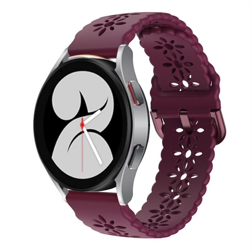 Strap-it® Strap-it Samsung Galaxy Watch 4 44mm Silikonarmband mit Muster (Burgund)