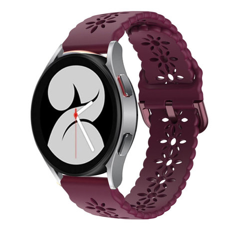 Strap-it® Strap-it Samsung Galaxy Watch 4 44mm Silikonarmband mit Muster (Burgund)