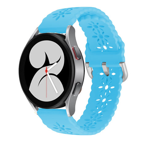 Strap-it® Strap-it Samsung Galaxy Watch 4 44mm Silikonarmband mit Muster (Hellblau)