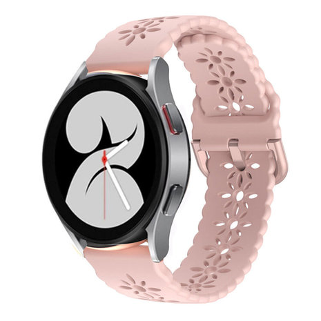 Strap-it® Strap-it Samsung Galaxy Watch 4 44mm Silikonarmband mit Muster (Rosa)