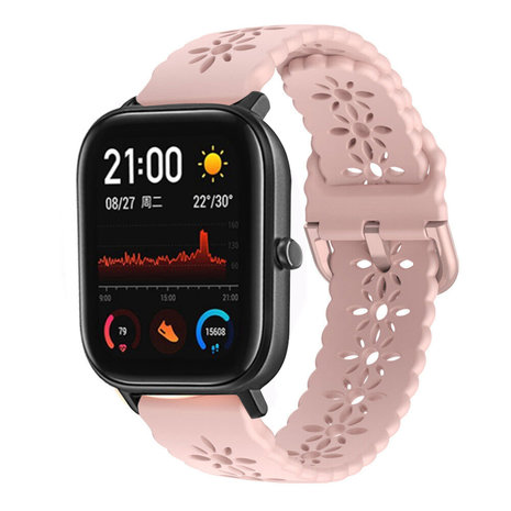 Strap-it® Strap-it Xiaomi Amazfit GTS Silikonarmband mit Muster (Rosa)