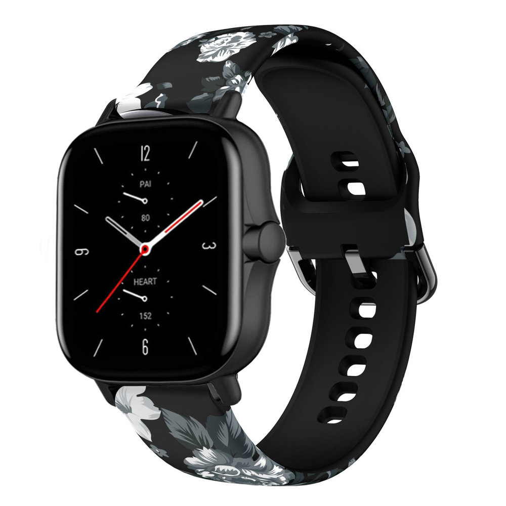 Strap-it® Strap-it Grey Flower Amazfit GTS 2 Armband Strap-it® Strap-it Grey Flower Amazfit GTS 2 Armband