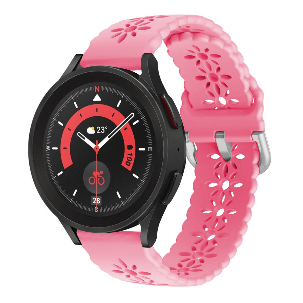 Strap-it® Strap-it Samsung Galaxy Watch 5 Pro Silikonarmband mit Muster (Hellrosa)