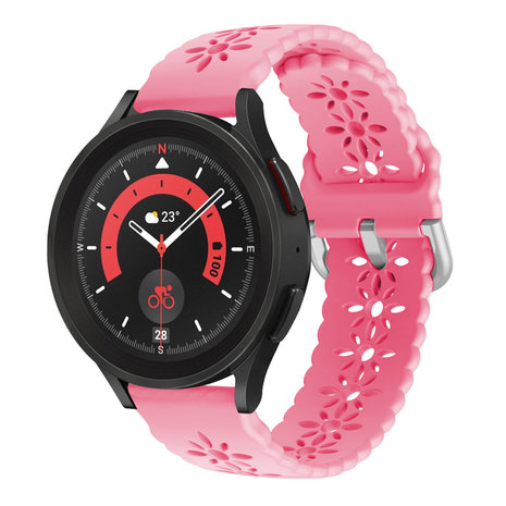 Strap-it® Strap-it Samsung Galaxy Watch 5 Pro Silikonarmband mit Muster (Hellrosa)